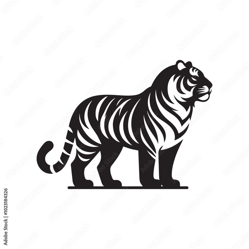 Fototapeta premium Simple Tiger Silhouette in Motion - Vector Design.