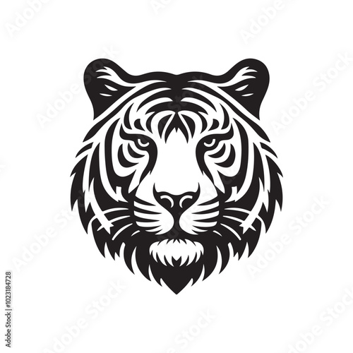 Tiger Head Silhouette Vector - Crisp Vector Illustration.