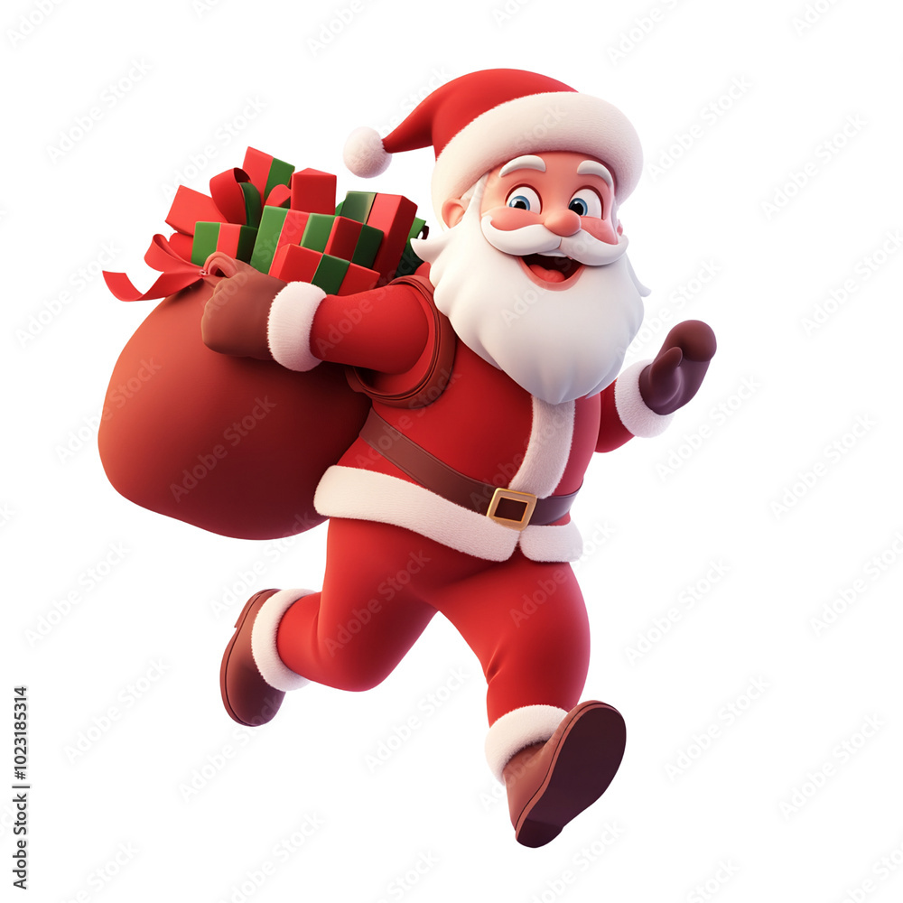 cute Santa Claus with gift box and holding sale sign isolated on transparent background cute Santa Claus with gift box and holding sale sign isolated on transparent background