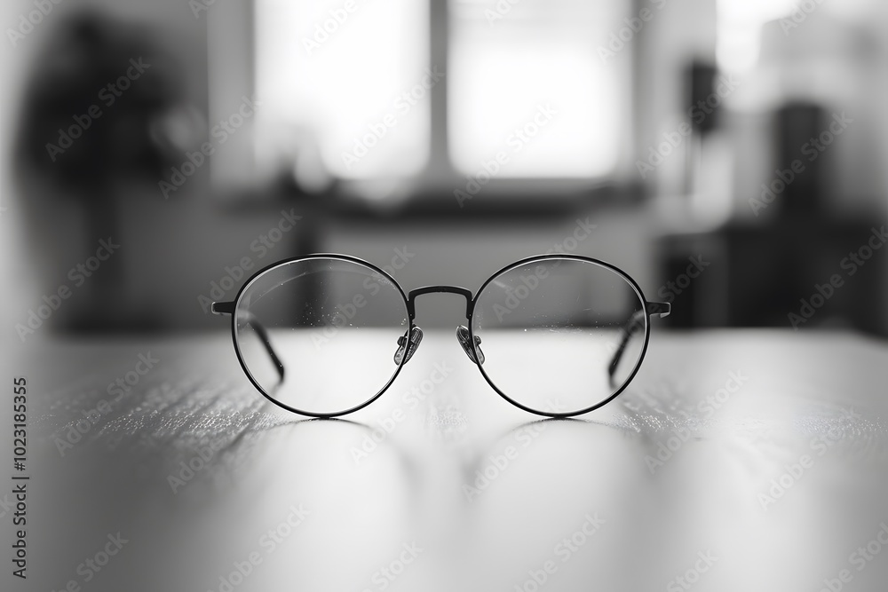 Elegant Black and White Glasses on a Wooden Surface Elegant Black and White Glasses on a Wooden Surface