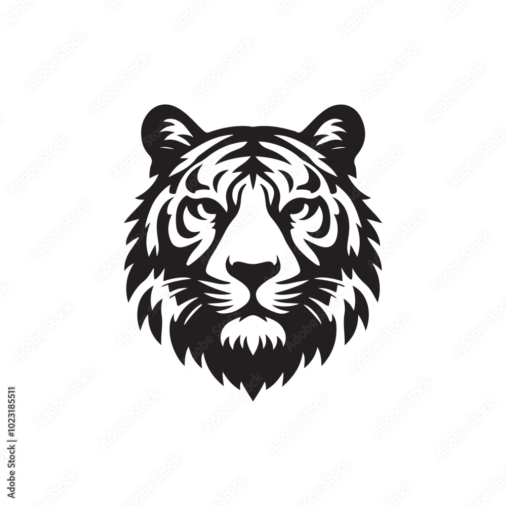 Vector Illustration of Tiger Head Silhouette. Vector Illustration of Tiger Head Silhouette.