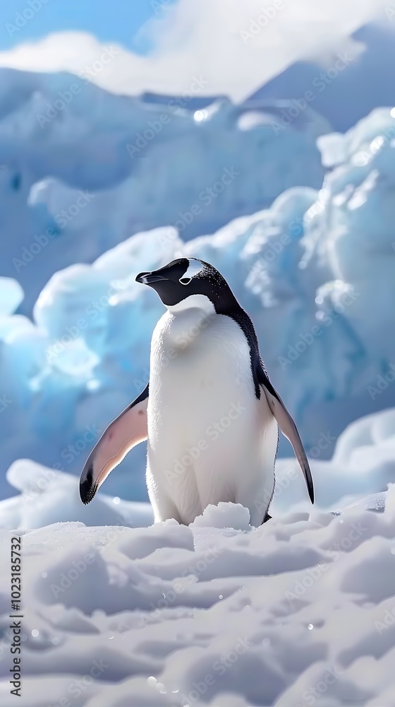 Fototapeta premium A penguin in the frigid areas AI generated Image