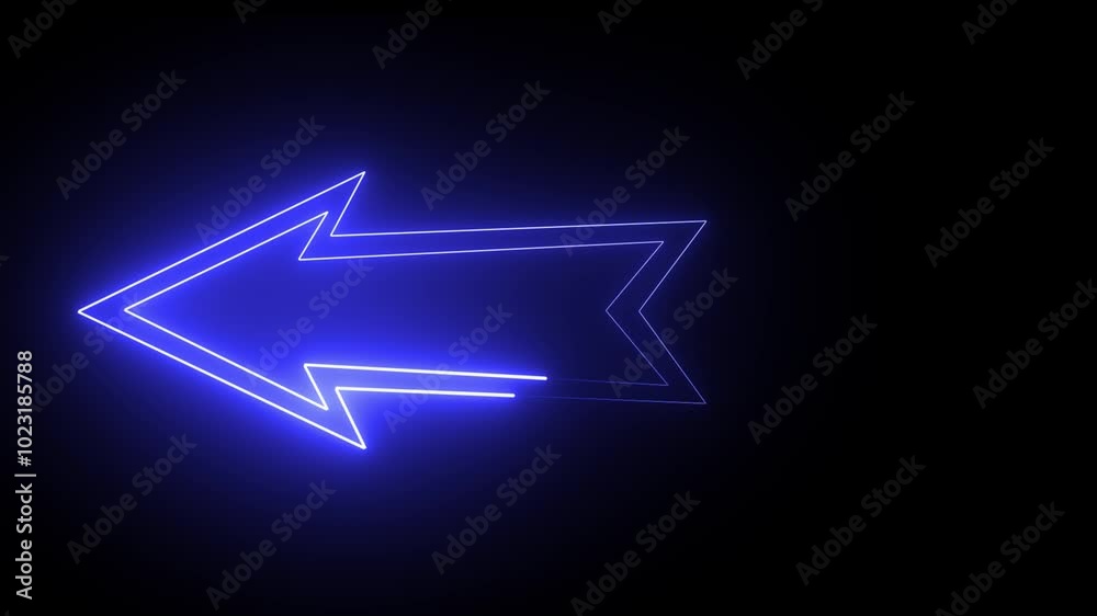 Neon direction arrow symbol. Arrow indicate the direction. Arrow moving right to left. Neon direction arrow symbol. Arrow indicate the direction. Arrow moving right to left.
