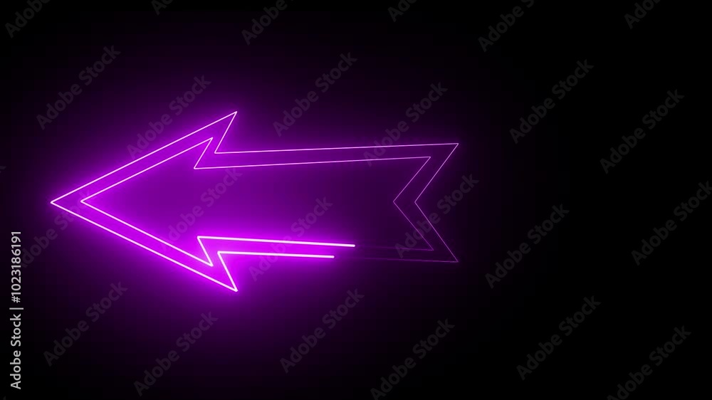 Neon direction arrow symbol. Arrow indicate the direction. Arrow moving right to left. Neon direction arrow symbol. Arrow indicate the direction. Arrow moving right to left.