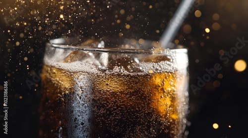 Wallpaper Mural Close-Up of Fizzy Cola Drink with Straw Torontodigital.ca