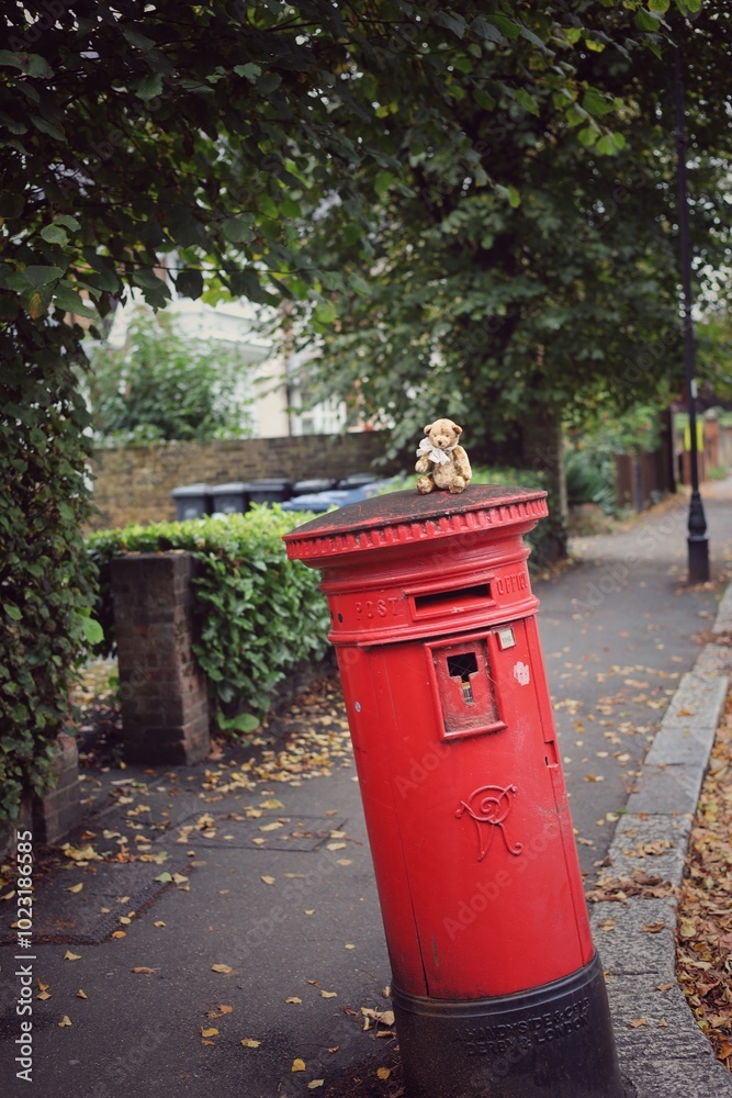 Stuffed Teady Bear traveling around Ealing Broadway London Vintage Photography Stuffed Teady Bear traveling around Ealing Broadway London Vintage Photography