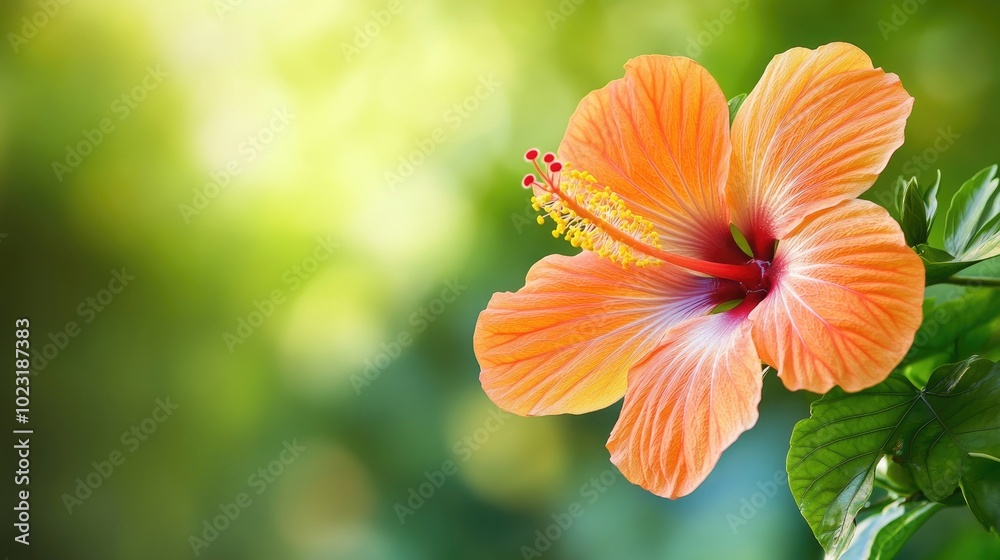 Fototapeta premium Vibrant Orange Hibiscus Flower Close-Up
