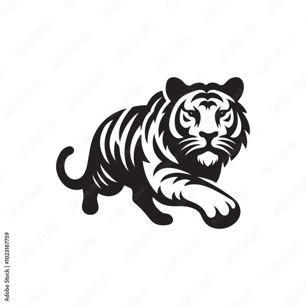 Fototapeta premium Tiger Silhouette Walking - Clean Vector Illustration.
