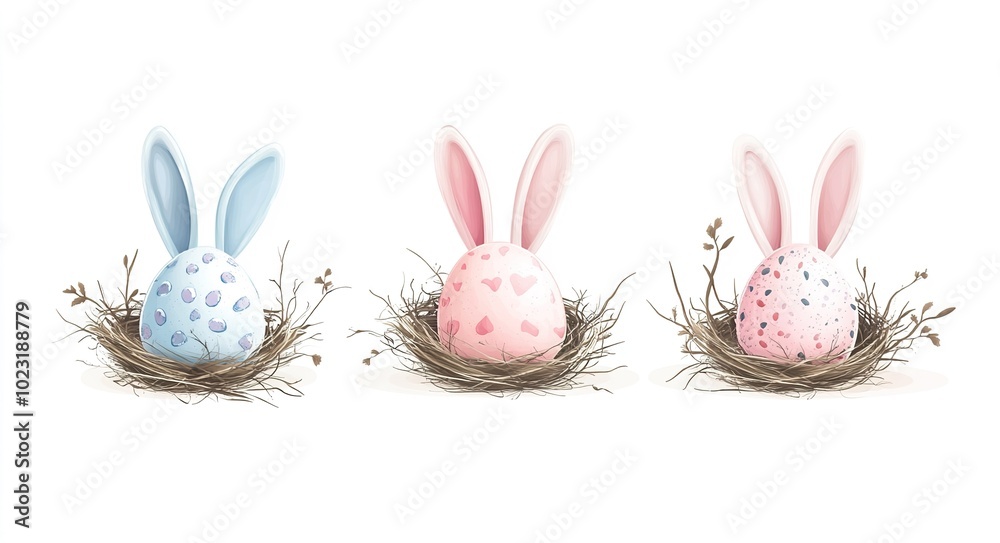 Easter background with Easter eggs and spring flowers. Easter background with Easter eggs and spring flowers.