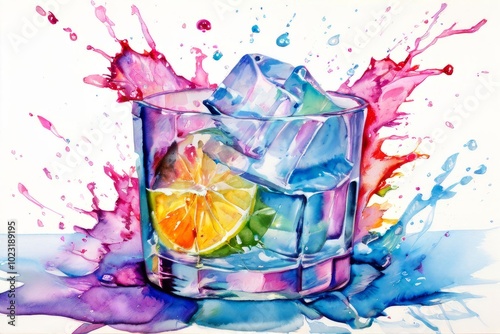 rism and bursting into a rainbowlashing ice cubes ice cubes spla photo