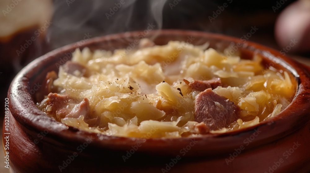 Warm Bowl of Comforting Choucroute Garnie Dish Warm Bowl of Comforting Choucroute Garnie Dish