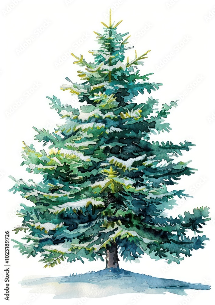 Obraz premium Snow-covered evergreen tree illustration