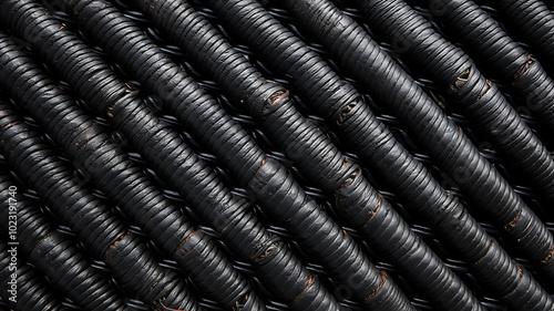 Black and brown woven wicker texture background for rustic design projects. 
