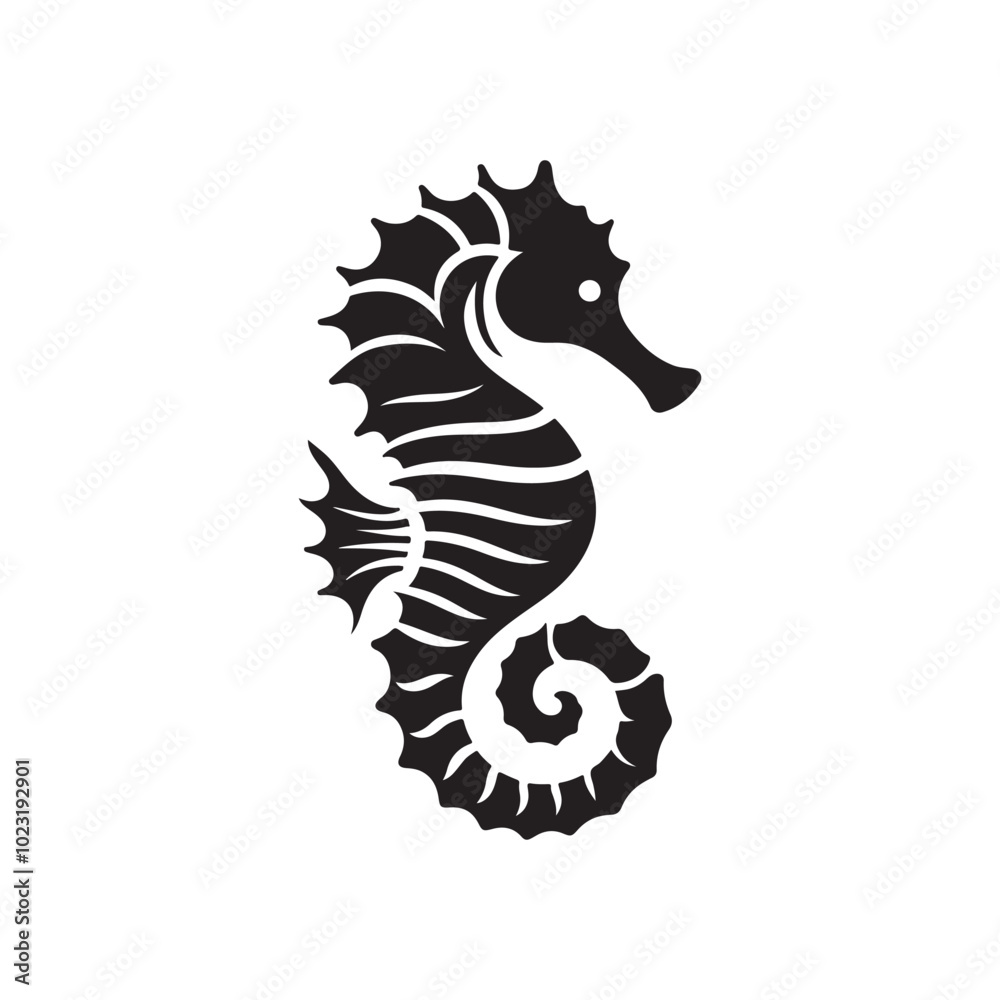 Seahorse Silhouette - Vector Logo and Flat Icon. Seahorse Silhouette - Vector Logo and Flat Icon.