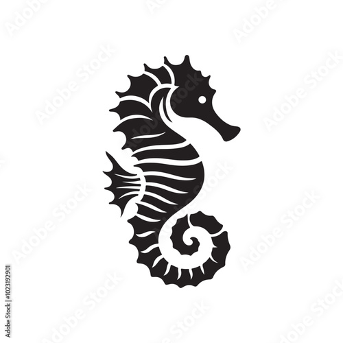 Seahorse Silhouette - Vector Logo and Flat Icon.