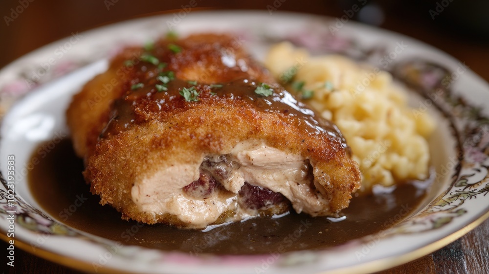 Gourmet Chicken Cordon Bleu Dish Presentation Gourmet Chicken Cordon Bleu Dish Presentation