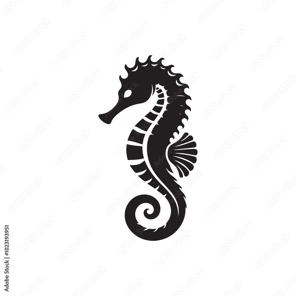 Fototapeta premium Vector Seahorse Silhouette Icon - Flat Logo and Clipart Design.