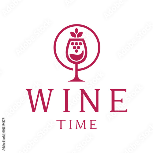 wine time flat minimalist logo design