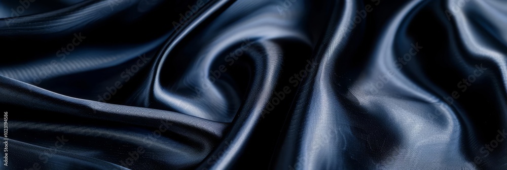 Abstract background of smooth, dark blue satin fabric. Abstract background of smooth, dark blue satin fabric.