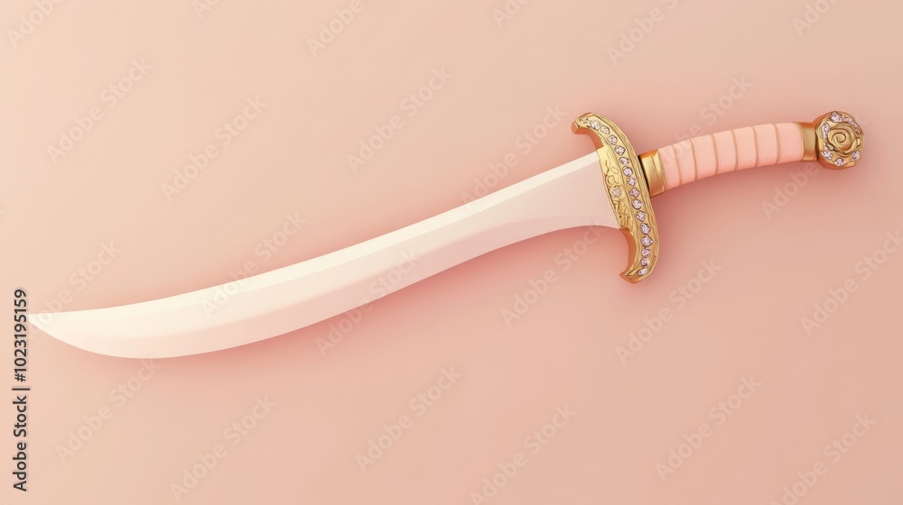 Naklejka premium 3D Render of Traditional Scimitar Sword.
