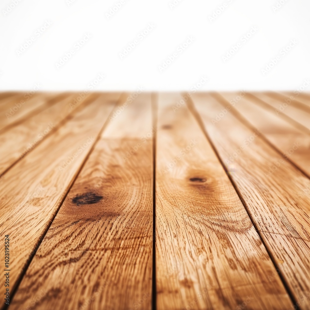 Perspective view of a rustic wooden table top with a white background. Perspective view of a rustic wooden table top with a white background.