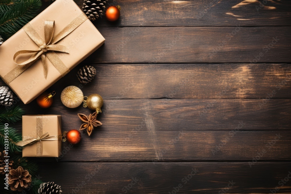 Hands exchanging gift box christmas table wood. Hands exchanging gift box christmas table wood.