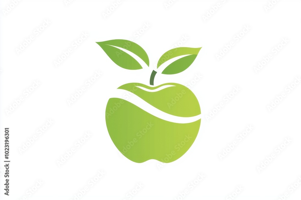 Stylish green apple logo design with fresh leaves, perfect for health, wellness, and organic food branding. Stylish green apple logo design with fresh leaves, perfect for health, wellness, and organic food branding.