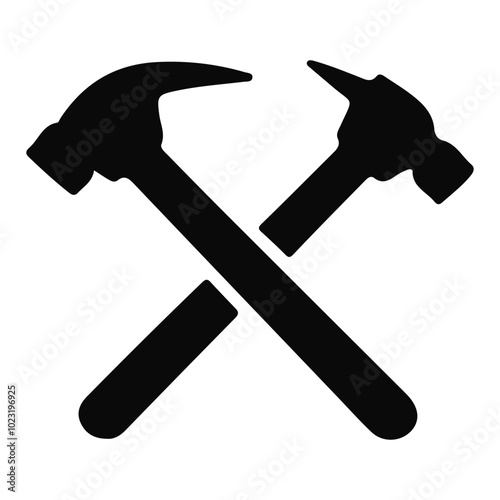 hammer pair vector icon art on white background 