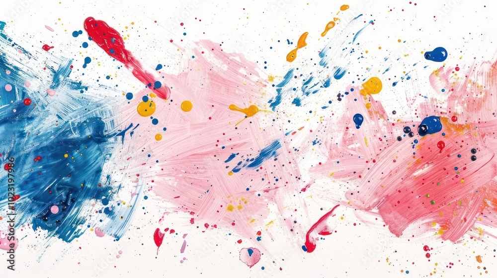 Fototapeta premium Abstract painting with vibrant colors and dynamic splashes, evoking energy and creativity.