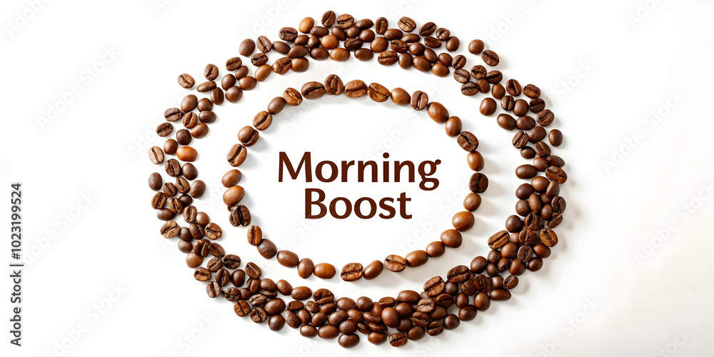 Floating Coffee Beans Spiral with Morning Boost Text: Vibrant Vector Design Emphasizing Energy and Freshness for Morning Beverage Presentations in Photo Stock. Floating Coffee Beans Spiral with Morning Boost Text: Vibrant Vector Design Emphasizing Energy and Freshness for Morning Beverage Presentations in Photo Stock.