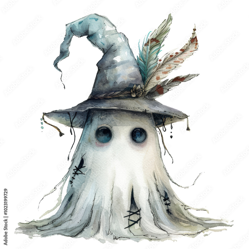 Obraz premium Ghost wizard with magic wand