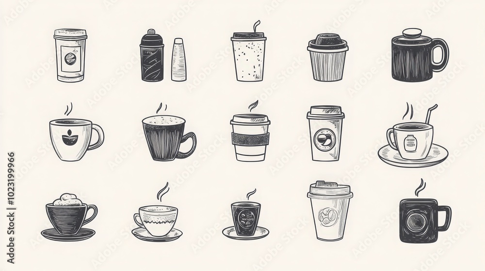  icon set  about coffee