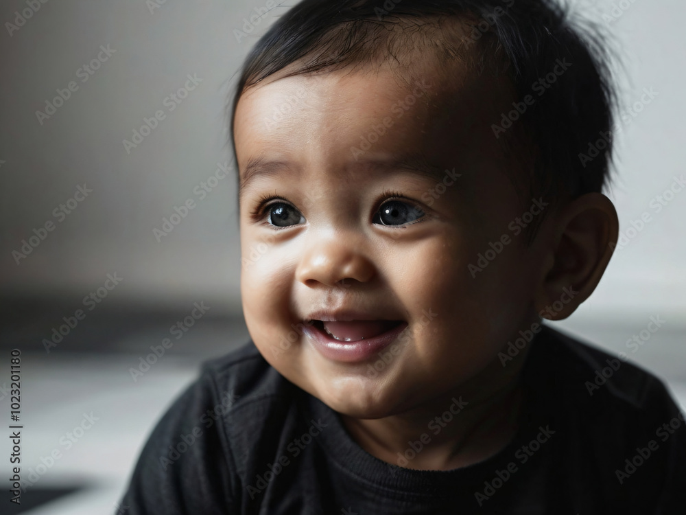 An infant radiating happiness and wonder. An infant radiating happiness and wonder.
