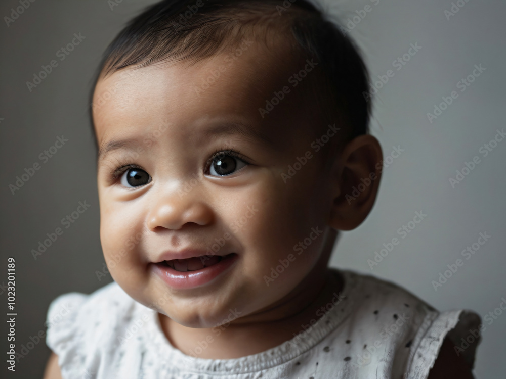 An infant radiating happiness and wonder. An infant radiating happiness and wonder.