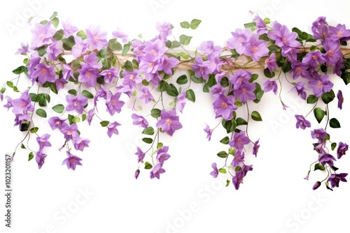 Vine with flowers hanging blossom purple plant.
