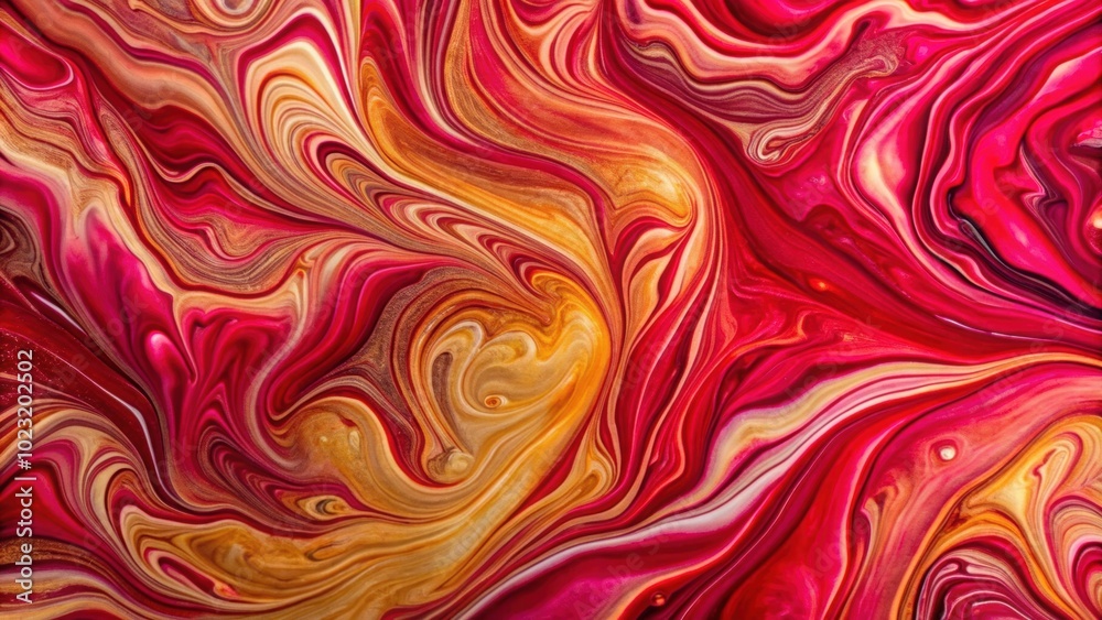 Abstract liquid paint mixing in red, pink, and gold creating a wavy marbled texture , paint, liquid, mixing, abstract, red, pink Abstract liquid paint mixing in red, pink, and gold creating a wavy marbled texture , paint, liquid, mixing, abstract, red, pink