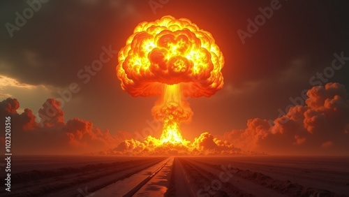 Wallpaper Mural Nuclear Explosion in Desert Landscape Torontodigital.ca