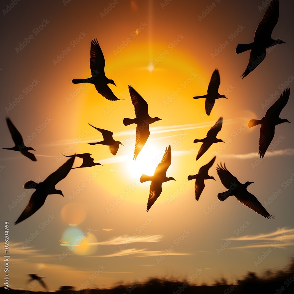 birds in sunset birds in sunset