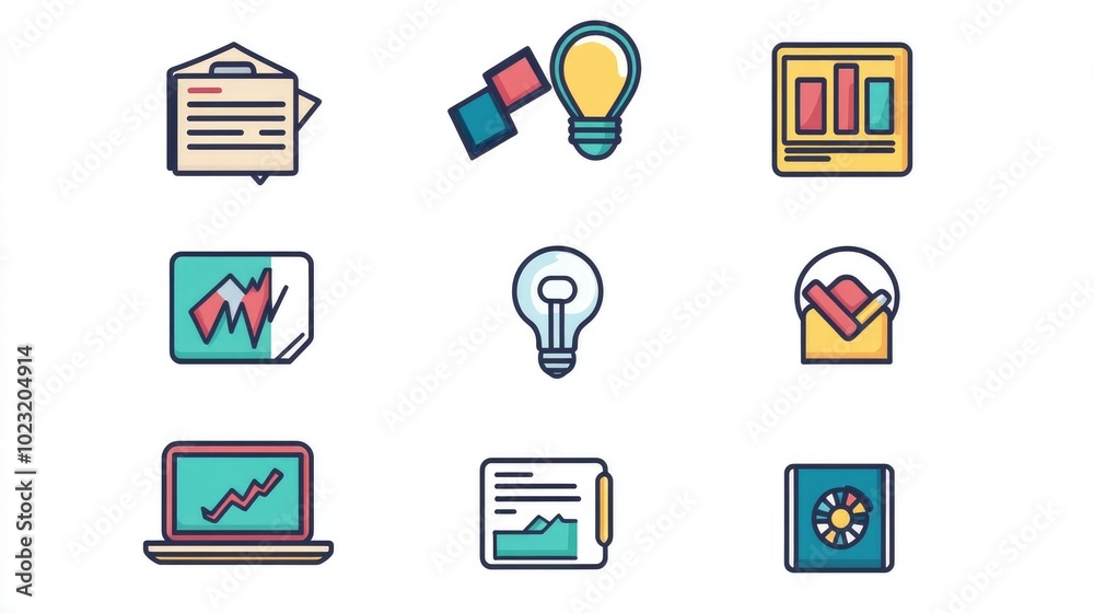 computer and business analysis and technology and digital marketing icons computer and business analysis and technology and digital marketing icons