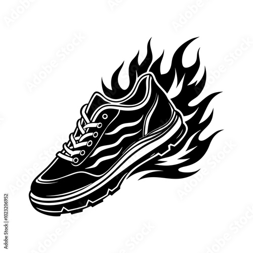Wallpaper Mural Run shoe on fire. Cut File Cricut. vector illustration Torontodigital.ca