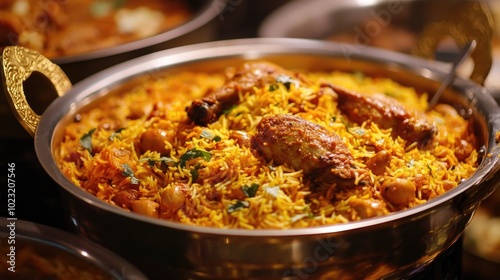 Traditional Chicken Biryani Served in a Grand Pot