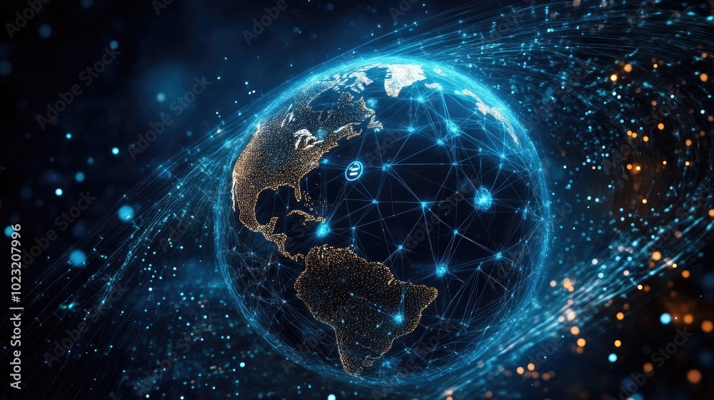 Obraz premium globe with network icon, futuristic tech