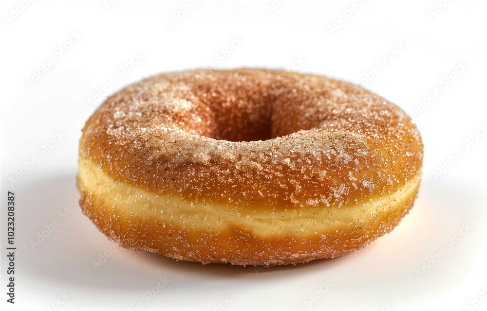 Sugar-coated donut on a white background close-up view Sugar-coated donut on a white background close-up view
