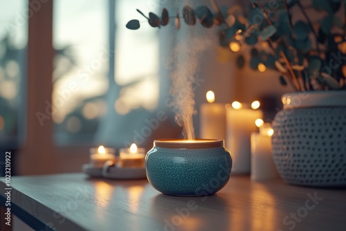 aromatherapy with eucalyptus, unwind with a eucalyptus oil diffuser for a tranquil haven of relaxation after a busy day photo