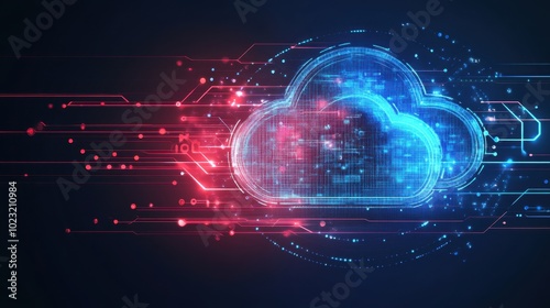 Wallpaper Mural Cloud computing technology visualized with smart city communication networks, data flow and AI connection concept Torontodigital.ca