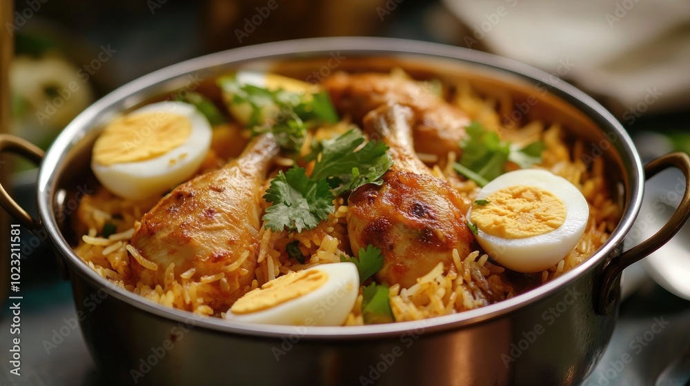 Chicken Biryani Served in a Metal Pot Chicken Biryani Served in a Metal Pot