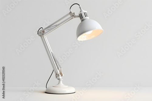 Elegant White Desk Lamp with Adjustable Arm and Soft Glow