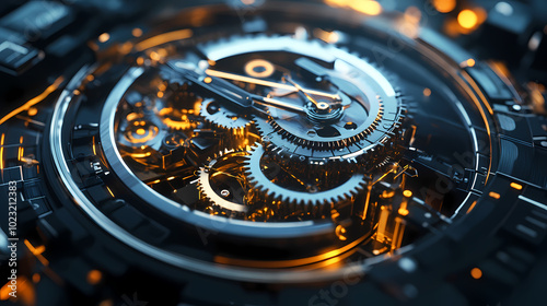 Wallpaper Mural clock gear background and abstract . 3d, rendering, illustration Torontodigital.ca