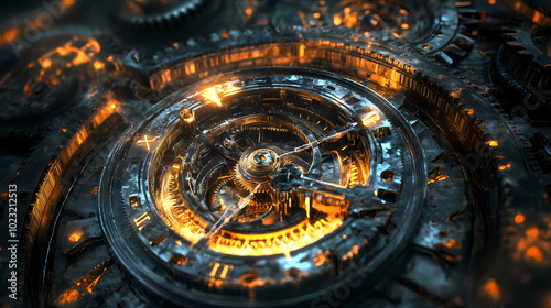 Wallpaper Mural clock gear background and abstract . 3d, rendering, illustration Torontodigital.ca