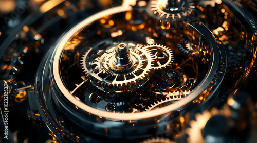 Wallpaper Mural clock gear background and abstract . 3d, rendering, illustration Torontodigital.ca